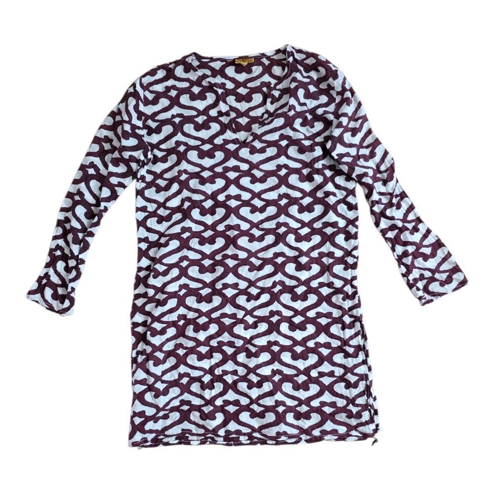 Roberta Roller Rabbit Burgundy Big Cata Kurta Tunic Top XS